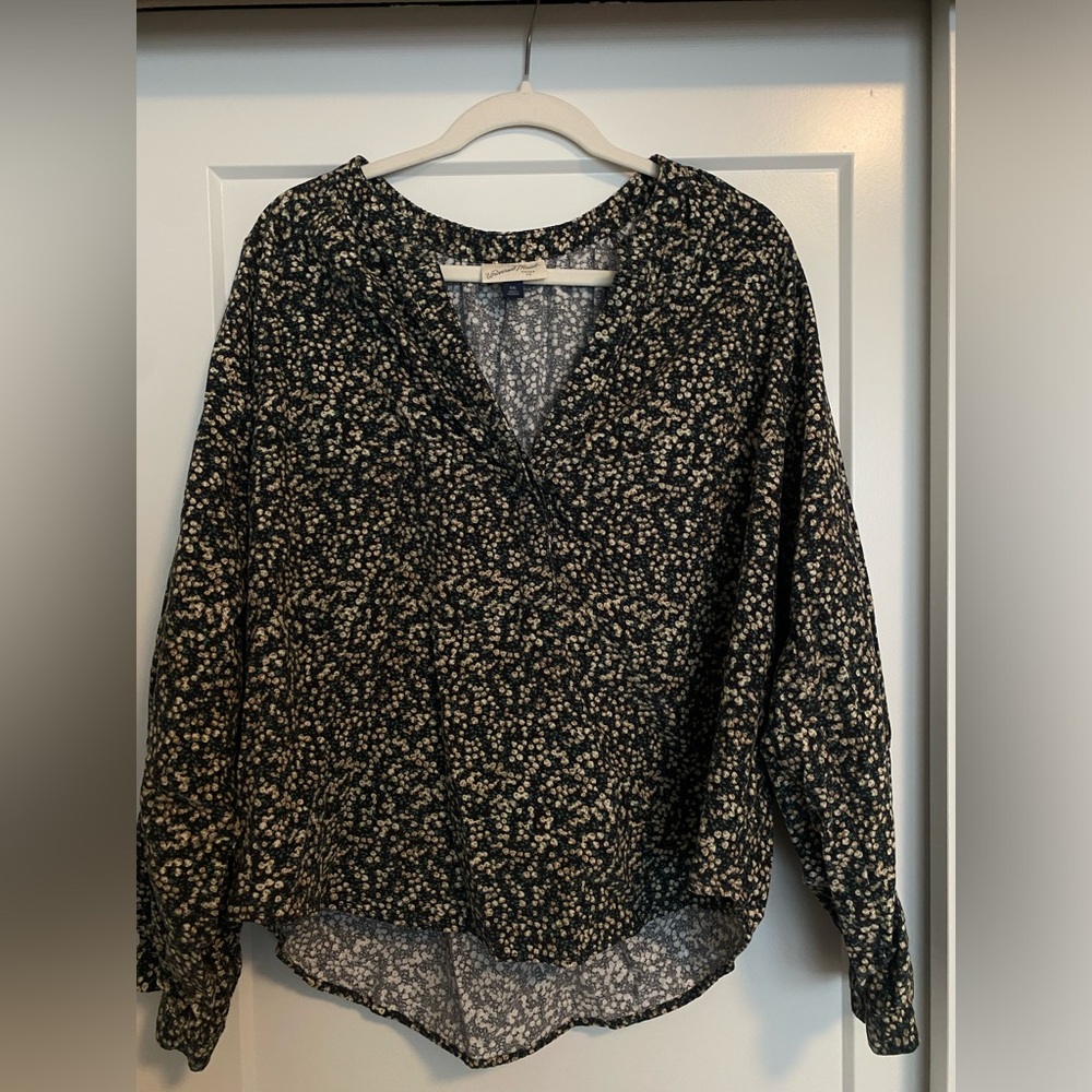 Ribbed Corduroy-Velvet Like Blouse